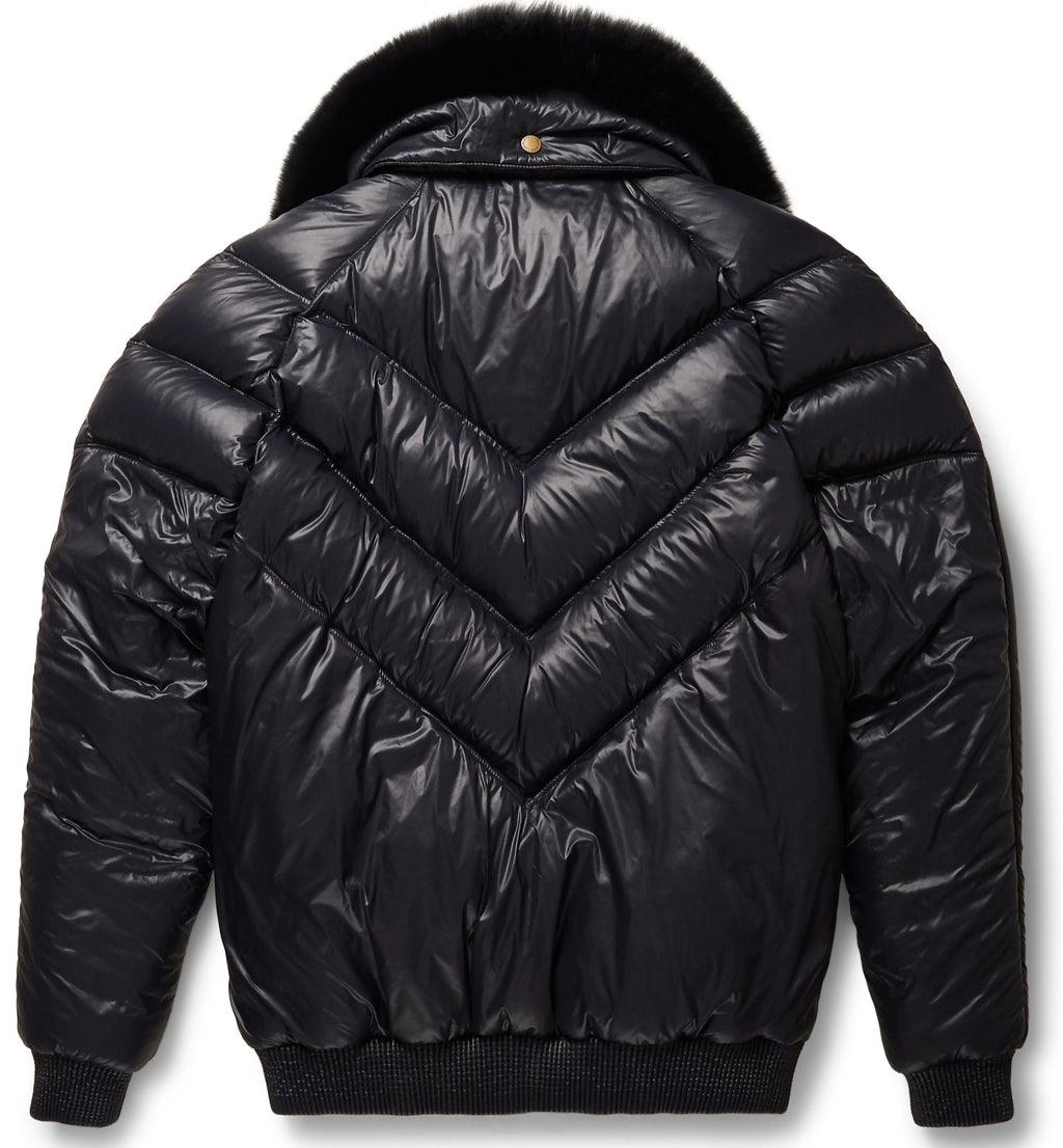Genuine Black Leather V-Bomber Jacket - bombersflight