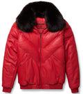 Red Leather V-Bomber Jacket - bombersflight