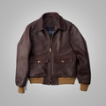 Men's A2 Bomber Flying RAF Aviator Sheepskin Leather Jacket - bombersflight