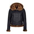 Black leather jacket with brown fur trim on a white background
