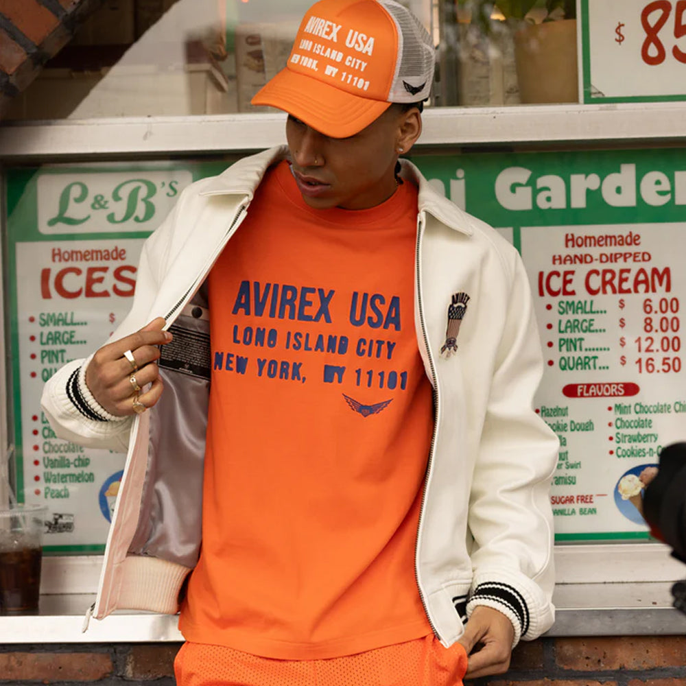 White Avirex Varsity Bomber Jacket – Embroidered Crest, Classic Street Style Jacket - bombersflight