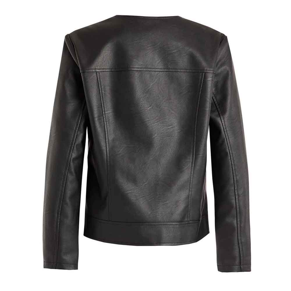 Black leather jacket on a white background