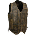 Brown leather vest on a white background