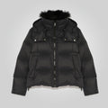 Black Down Puffer Jacket For Women With Fur Lining

