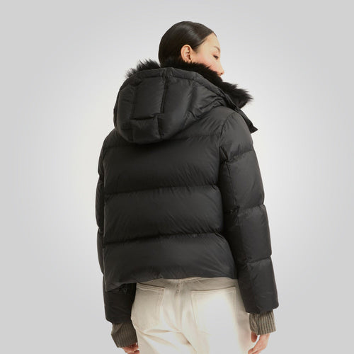 Down Puffer Jacket For Women With Fur Lining