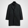 Black Royal Pea Coat With Attached Puffer Jacket