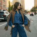 Brown Suede Cape in Western Style