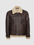Brown Aviator Shearling Leather Jacket - bombersflight