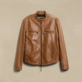 Brown Cafe Racer Leather Moto Jacket