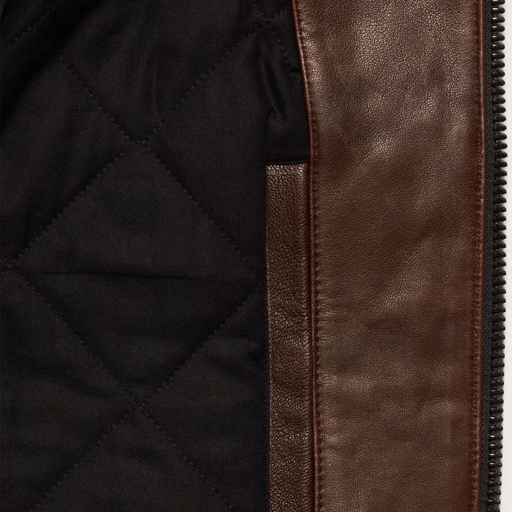 Brown Cafe Racer Leather Moto Jacket