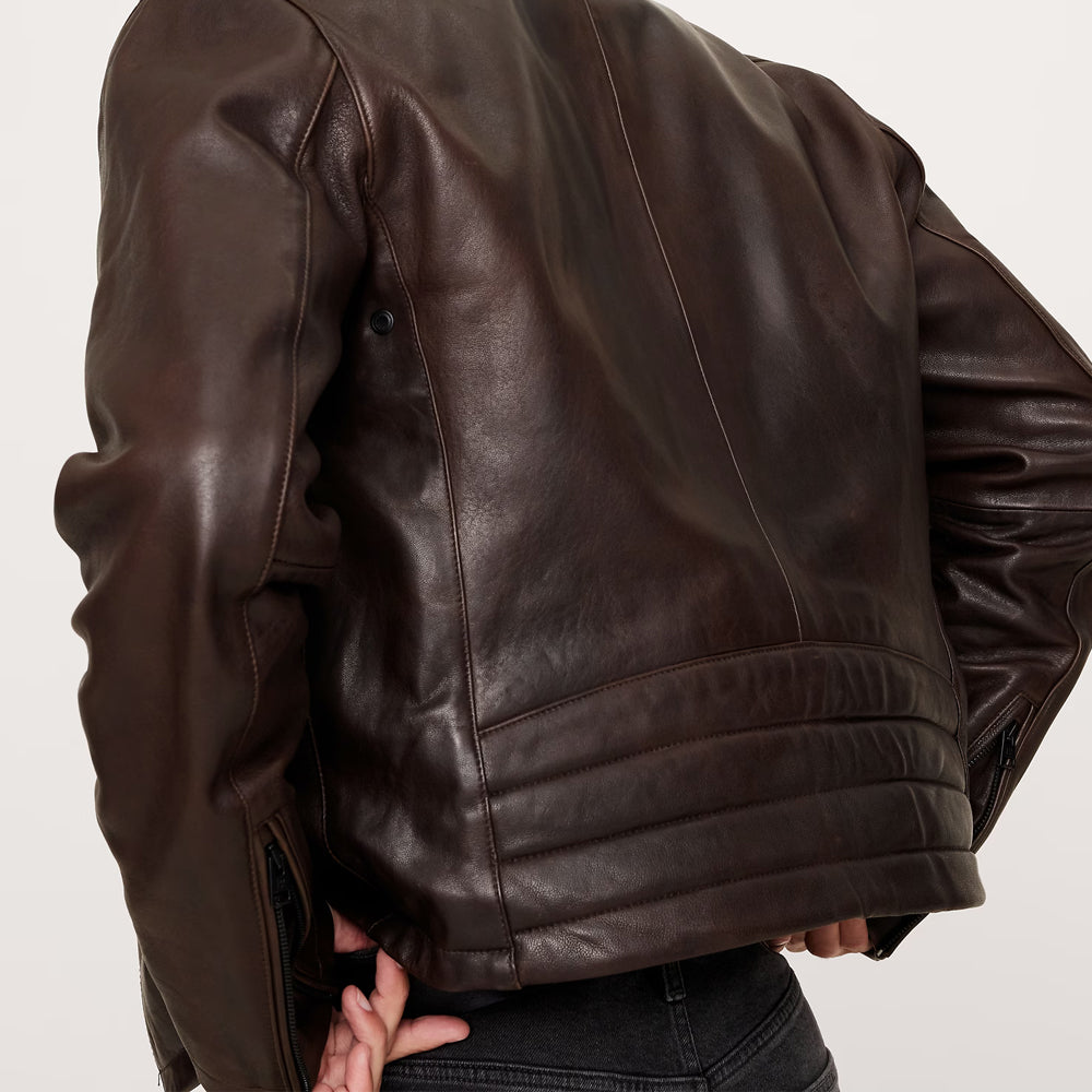 Dark Brown Cafe Racer Leather Jacket