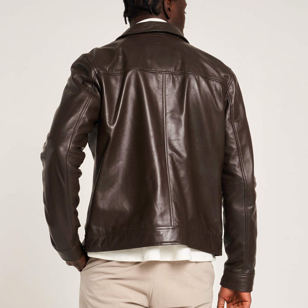Men's Brown Cowhide Field Leather Jacket - bombersflight