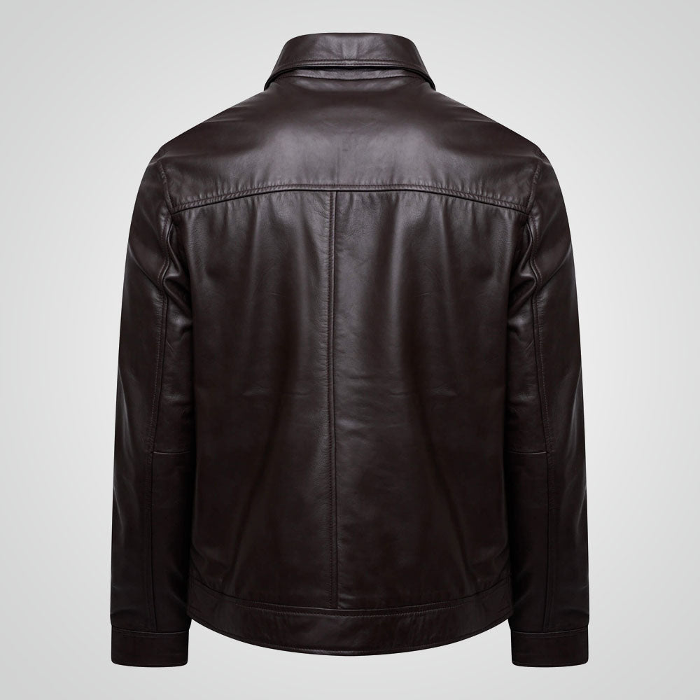 Men's Brown Cowhide Field Leather Jacket - bombersflight