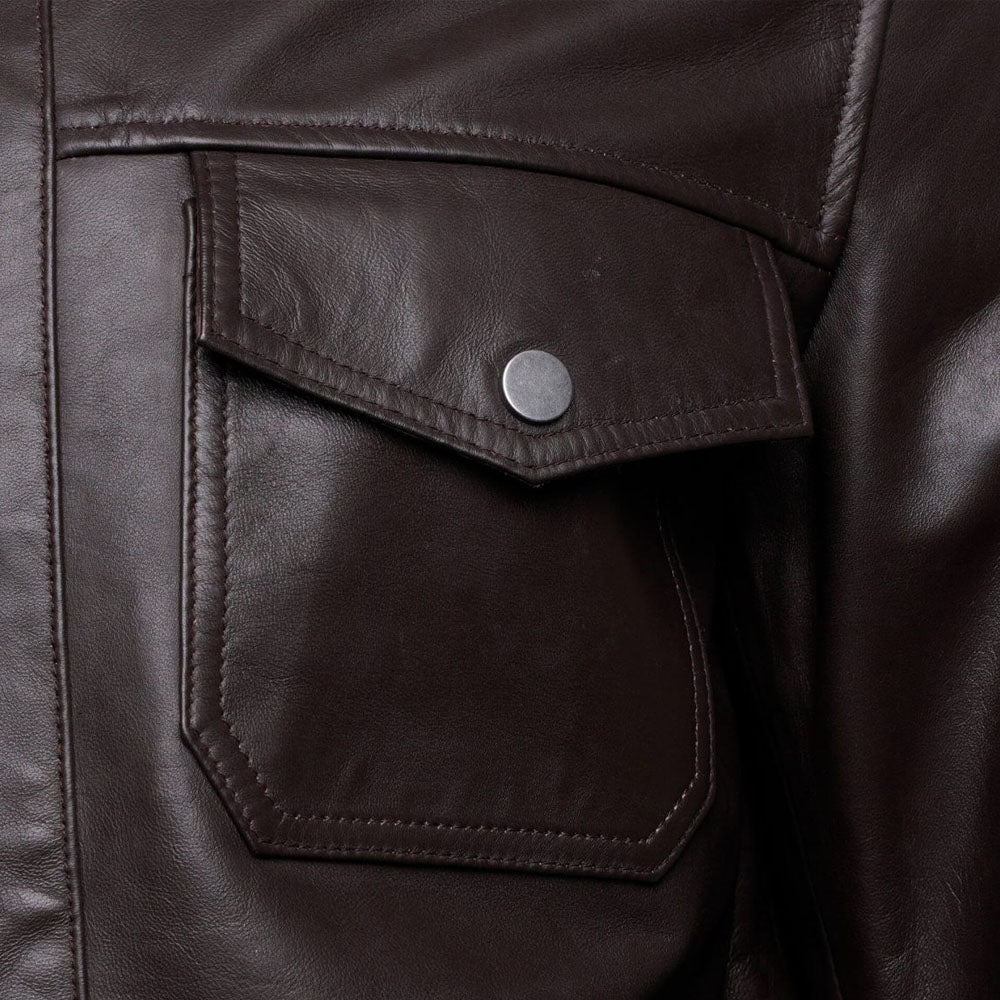 Men's Brown Cowhide Field Leather Jacket - bombersflight