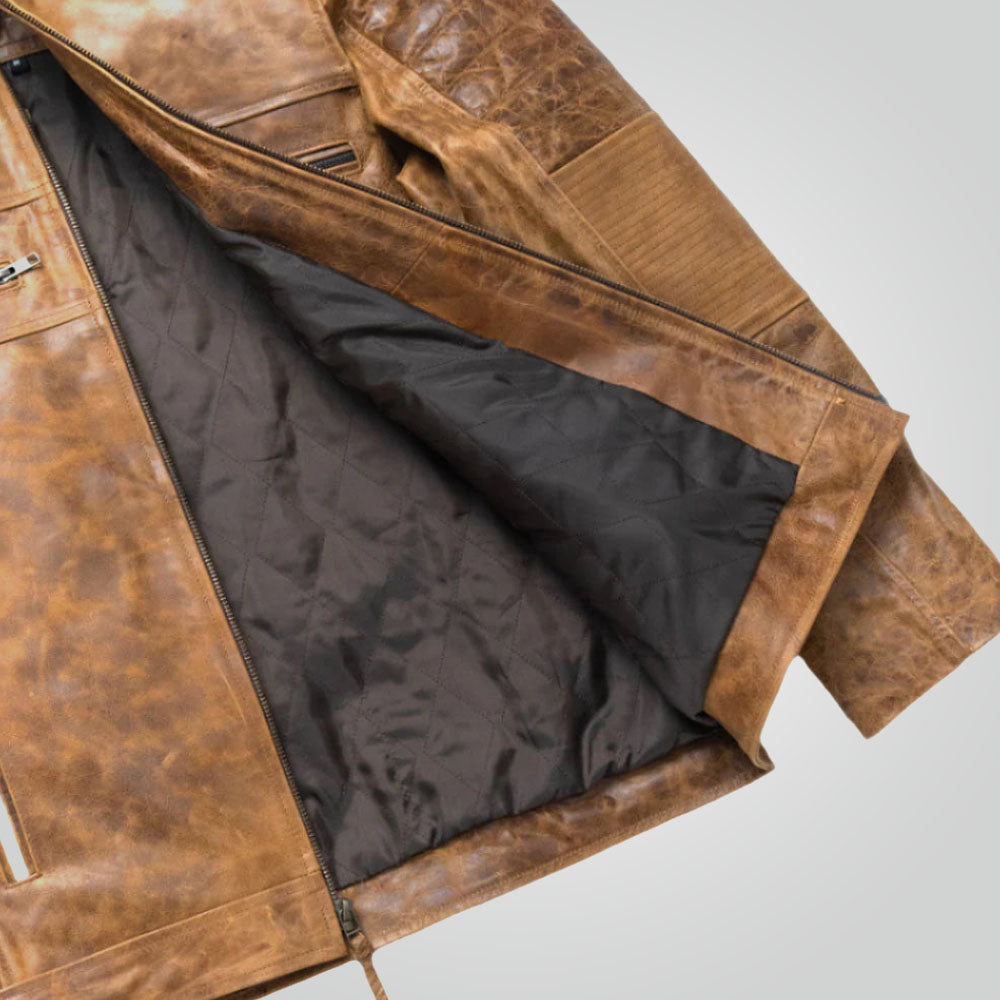 Vintage Brown Cafe Racer Moto Biker Jacket