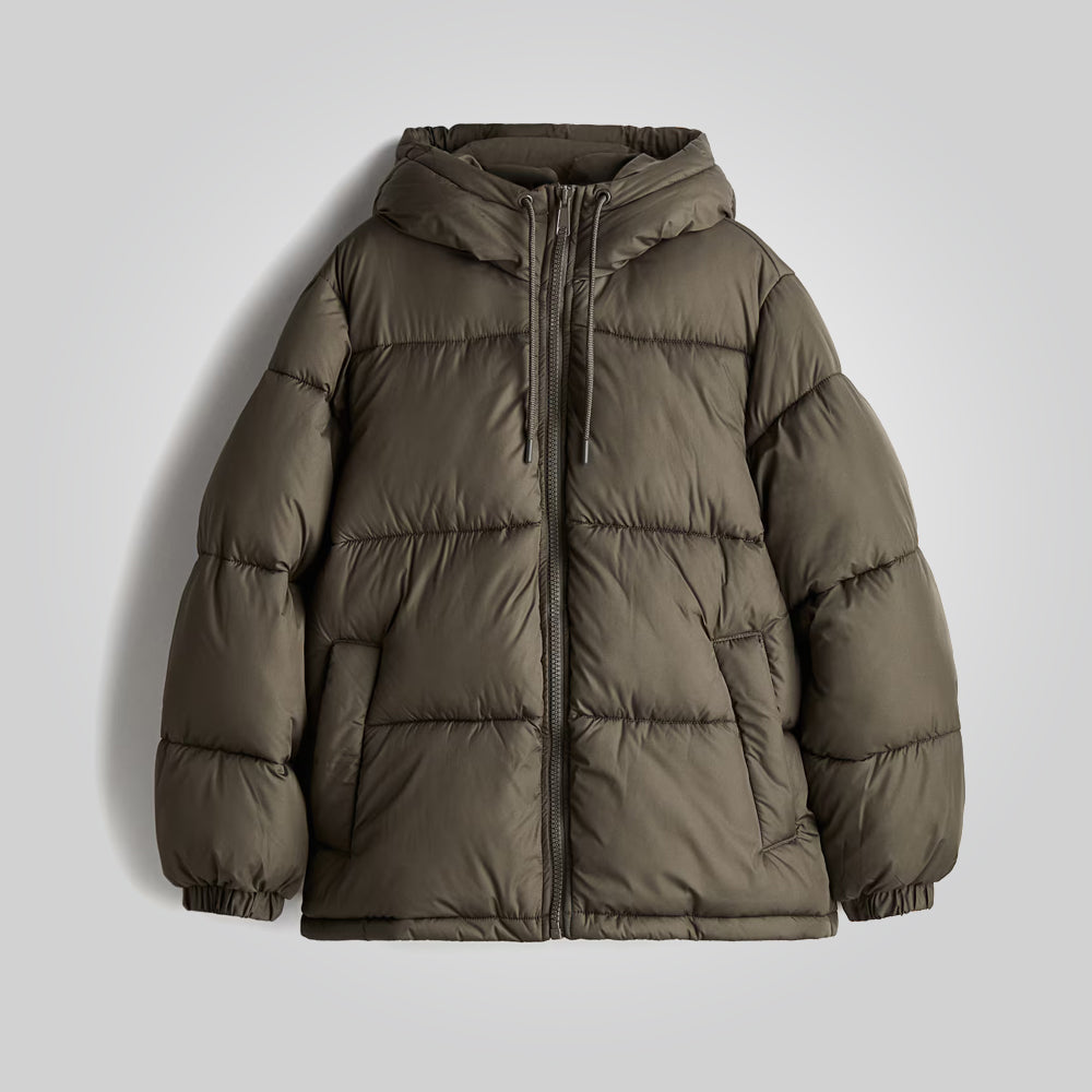 Dark Khaki Puffer Jacket Women