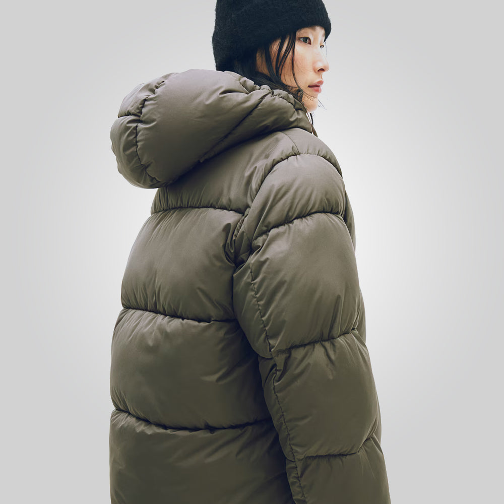 Khaki Puffer Jacket Women