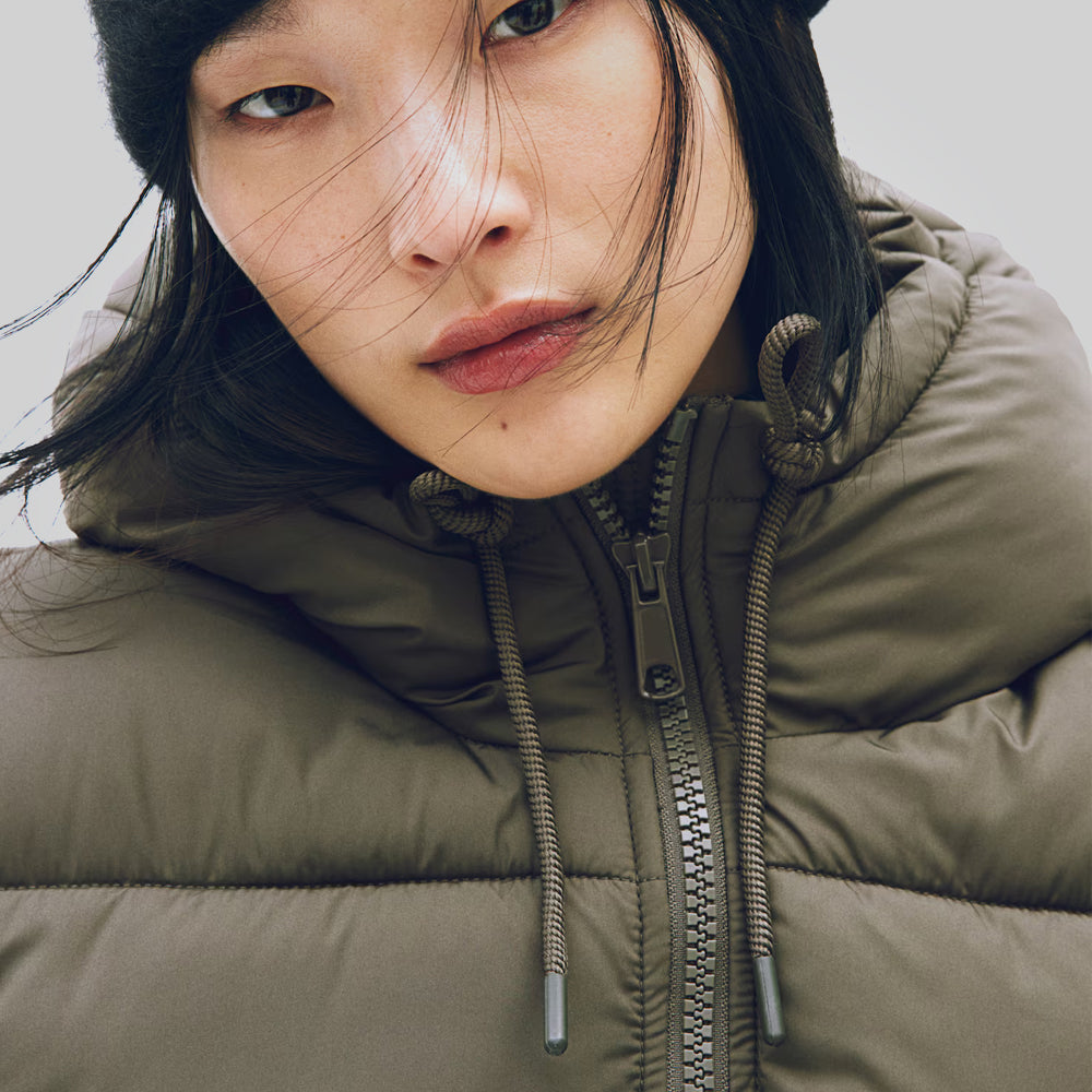 Dark Khaki Puffer parka Jacket Women