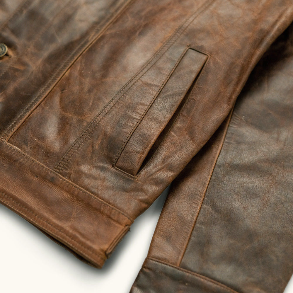 Distressed Brown Leather Jacket