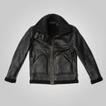 Men's Black Double Collar B3 Sheepskin Shearling Jacket