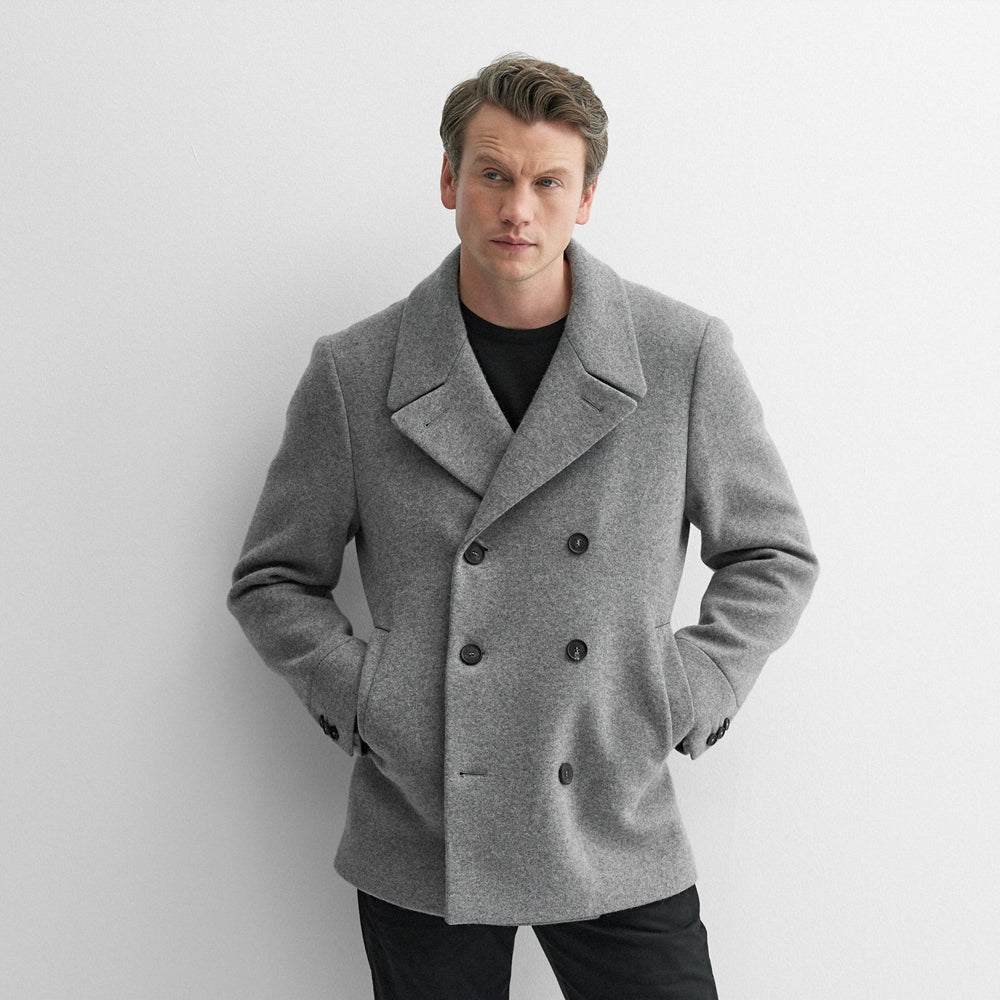 Double Breasted Men's Wool Navy Peacoat