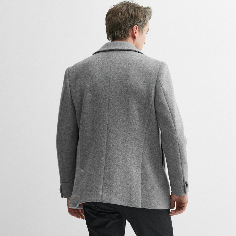 Grey Breasted Men's Wool Navy Peacoat
