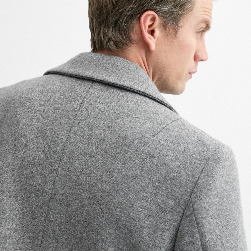 Grey Double Breasted Wool Navy Peacoat