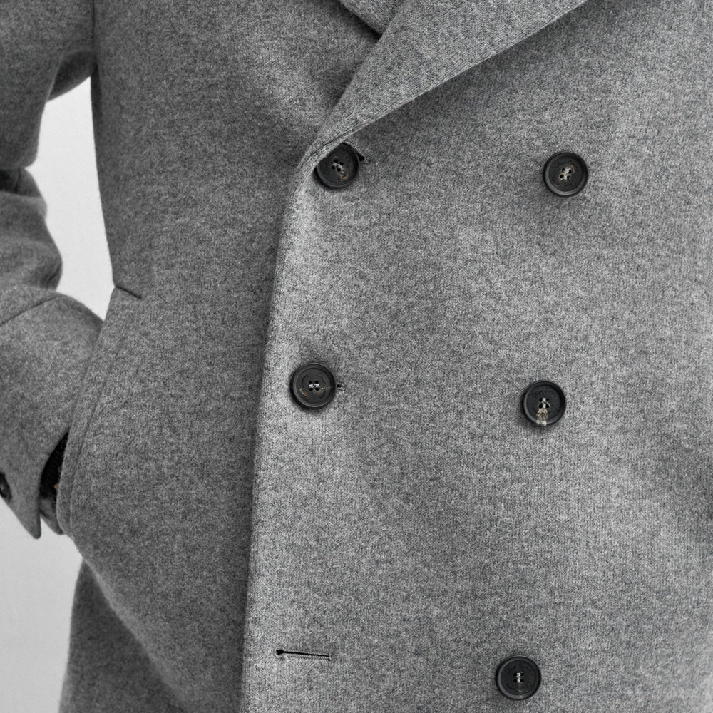 Grey Double Breasted Navy Peacoat