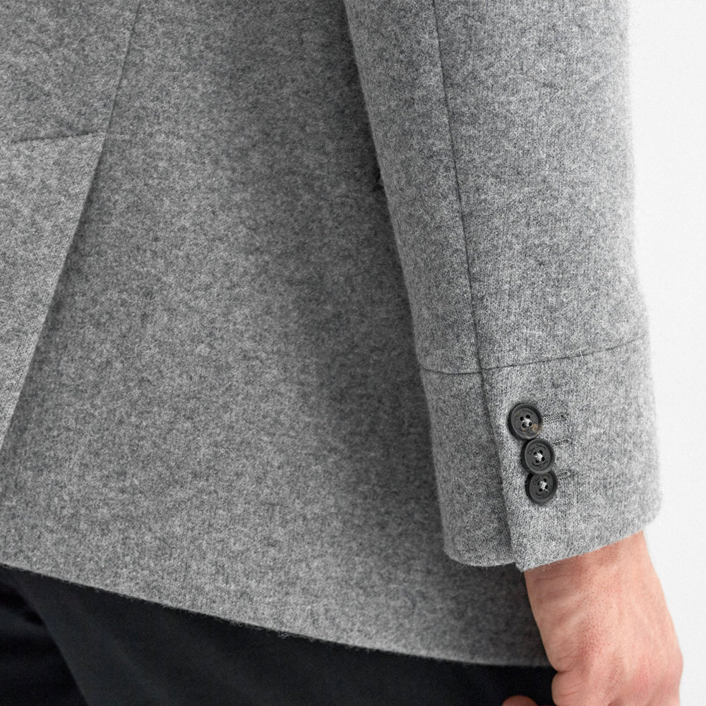 Grey Double Breasted Men's Wool Navy Peacoat