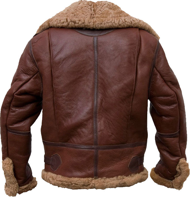 Men's High Quality Pilot Shearling Bomber Leather Jacket With Fur - bombersflight