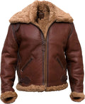 Men's High Quality Pilot Shearling Bomber Leather Jacket With Fur - bombersflight