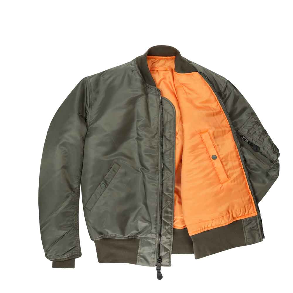 Gray jacket with orange lining on a white background