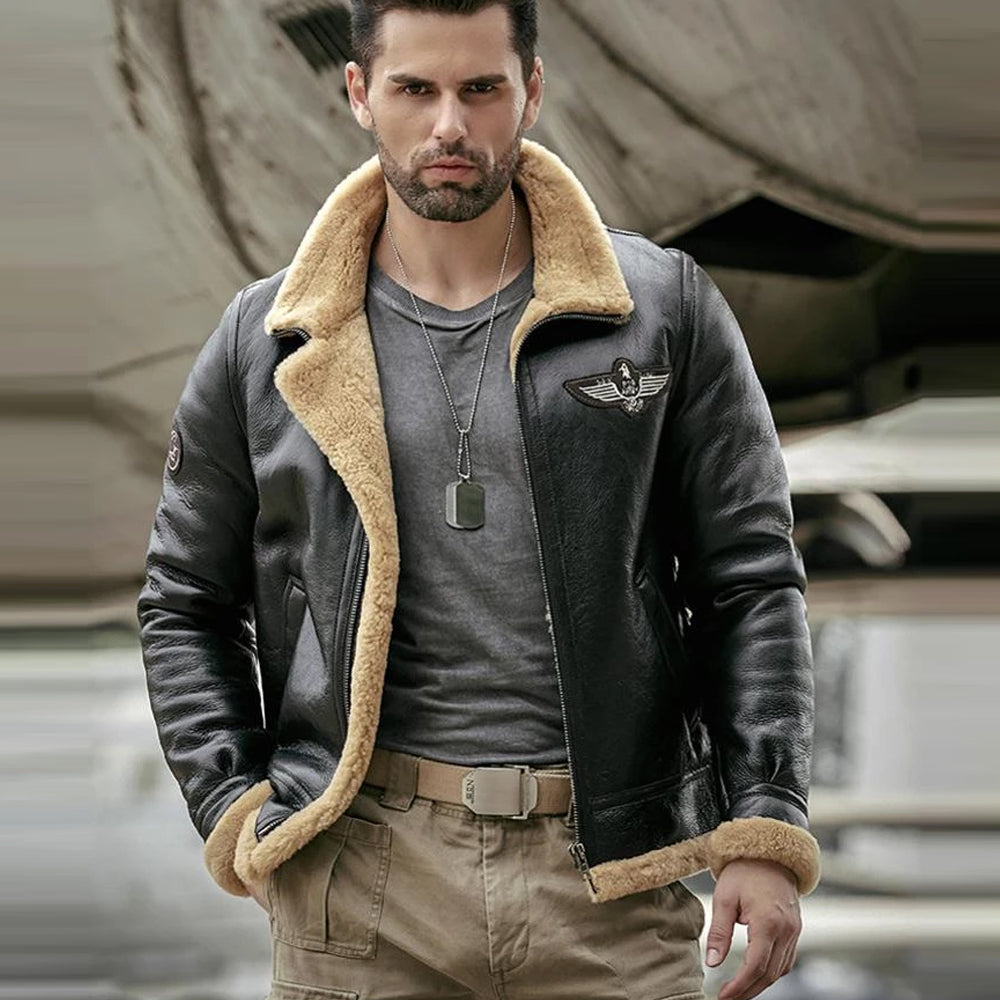 Leather and sheepskin Aviator Jacket