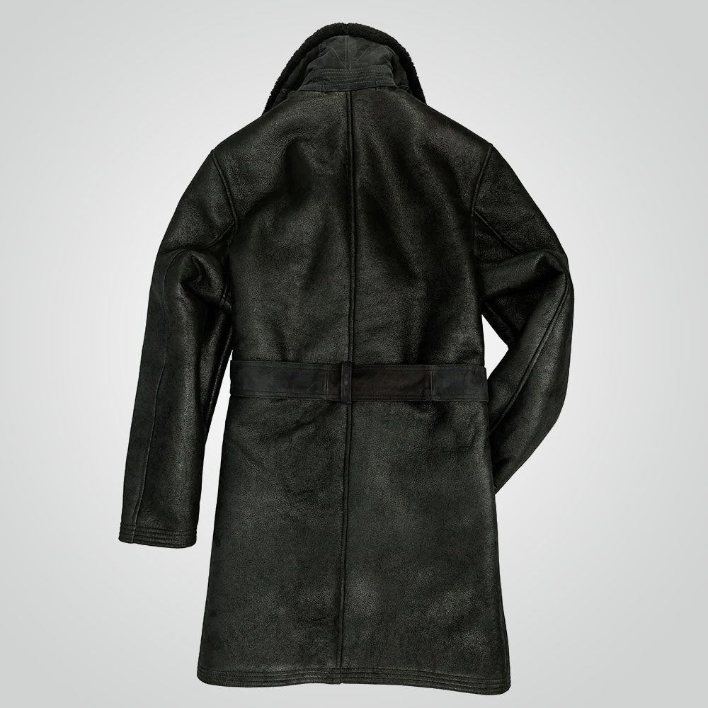 Sheepskin Leather Trench Coat