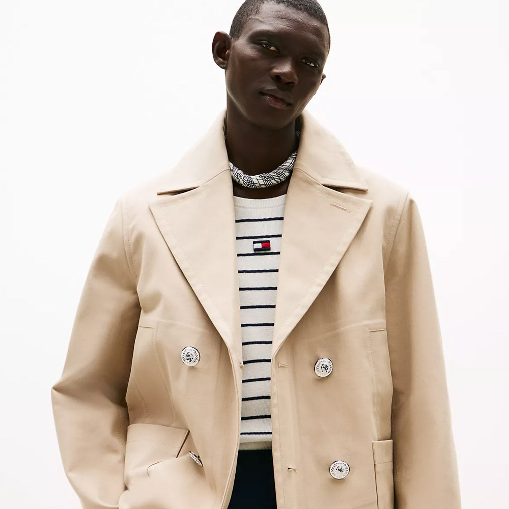 Double Breasted Royal Navy Cotton Pea Coat