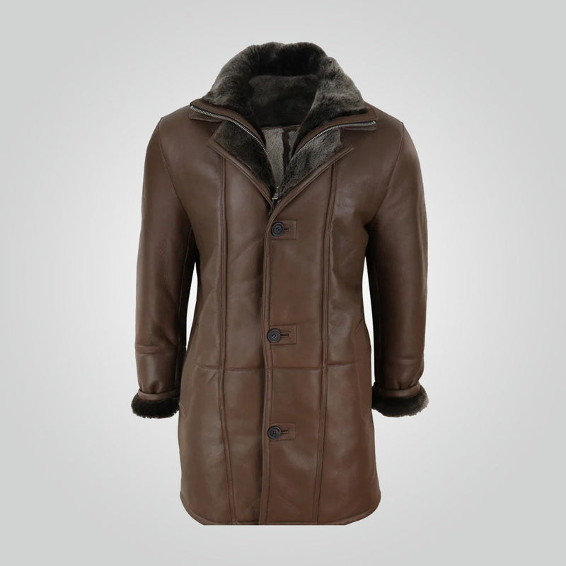 Men’s Brown Sheepskin Long Coat