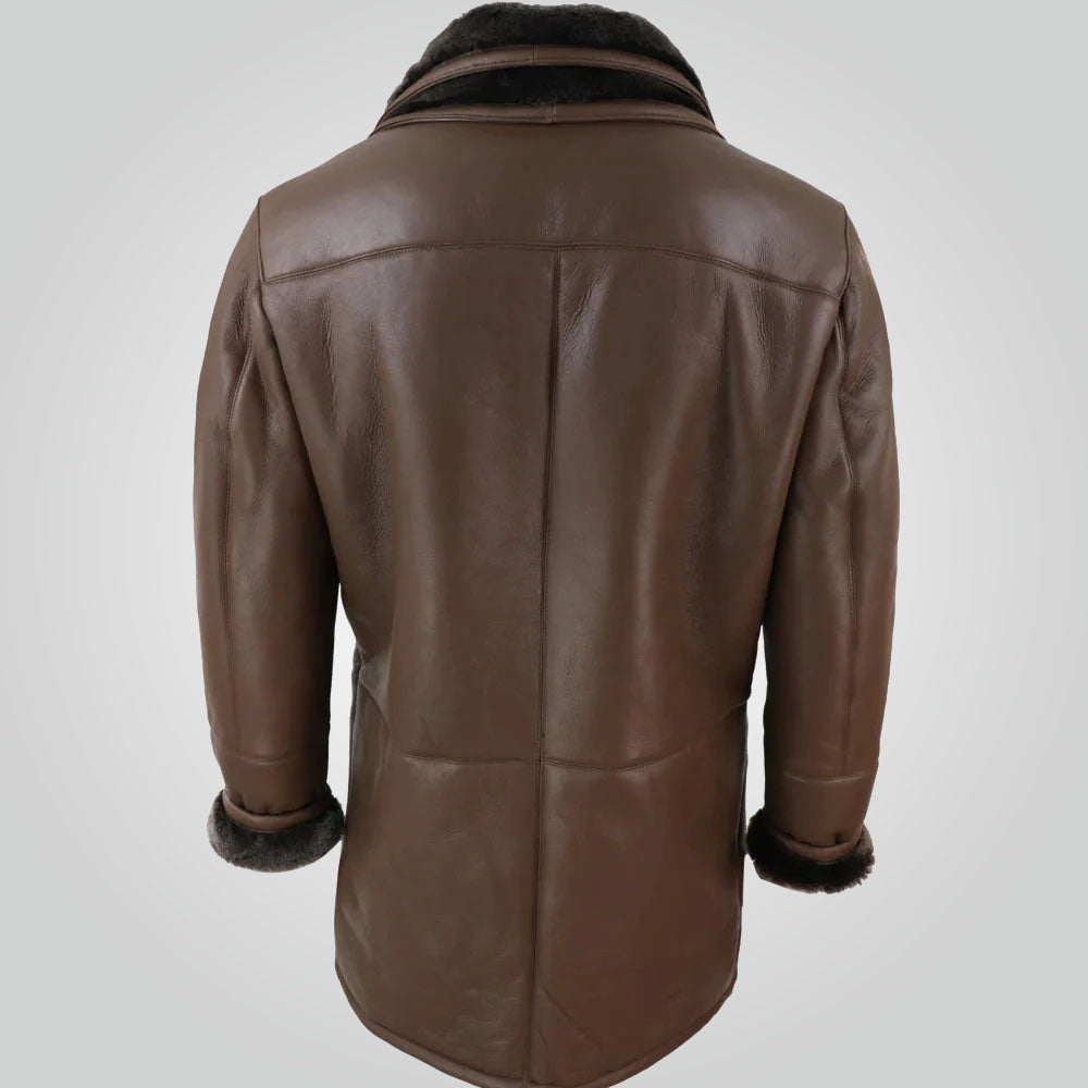 Men’s Brown Duffle Sheepskin Long Coat