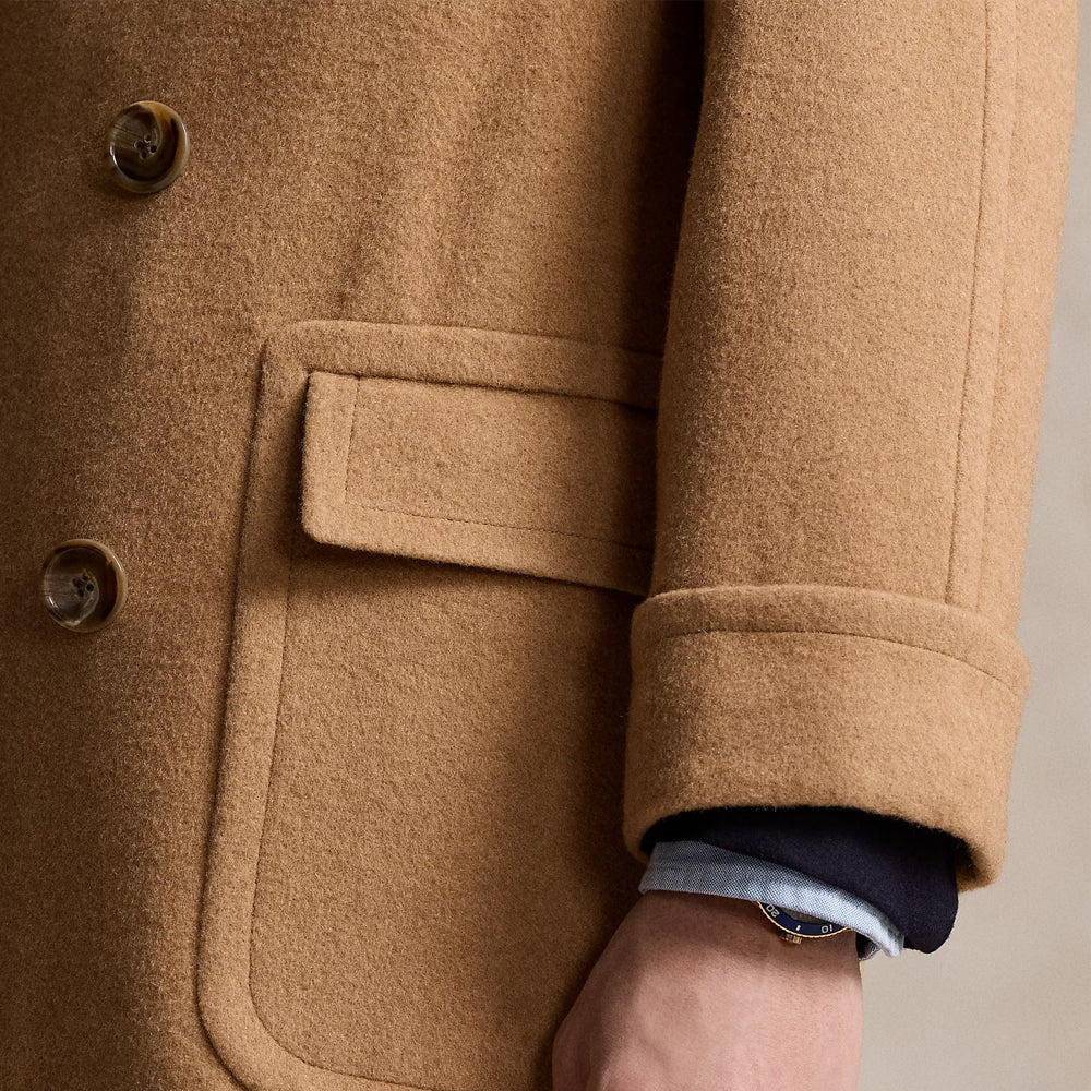 Men's Camel Brown Royal Navy Premium Wool Peacoat
