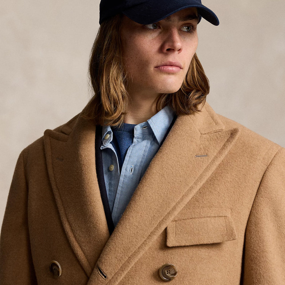 Camel Brown Royal Navy Premium Wool Peacoat