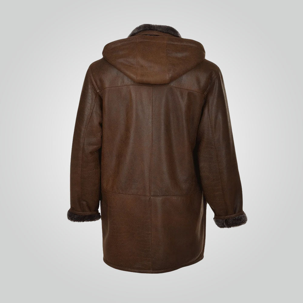 Brown Vintage Sheepskin Shearling Coat