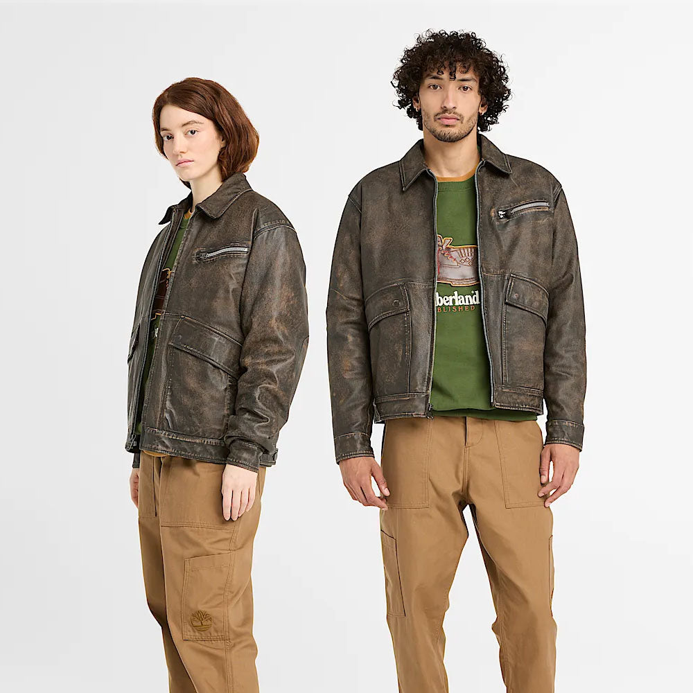 Unisex Distressed Leather Jacket