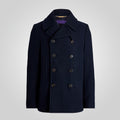Men's Double Breasted Premium Wool Blue Coat