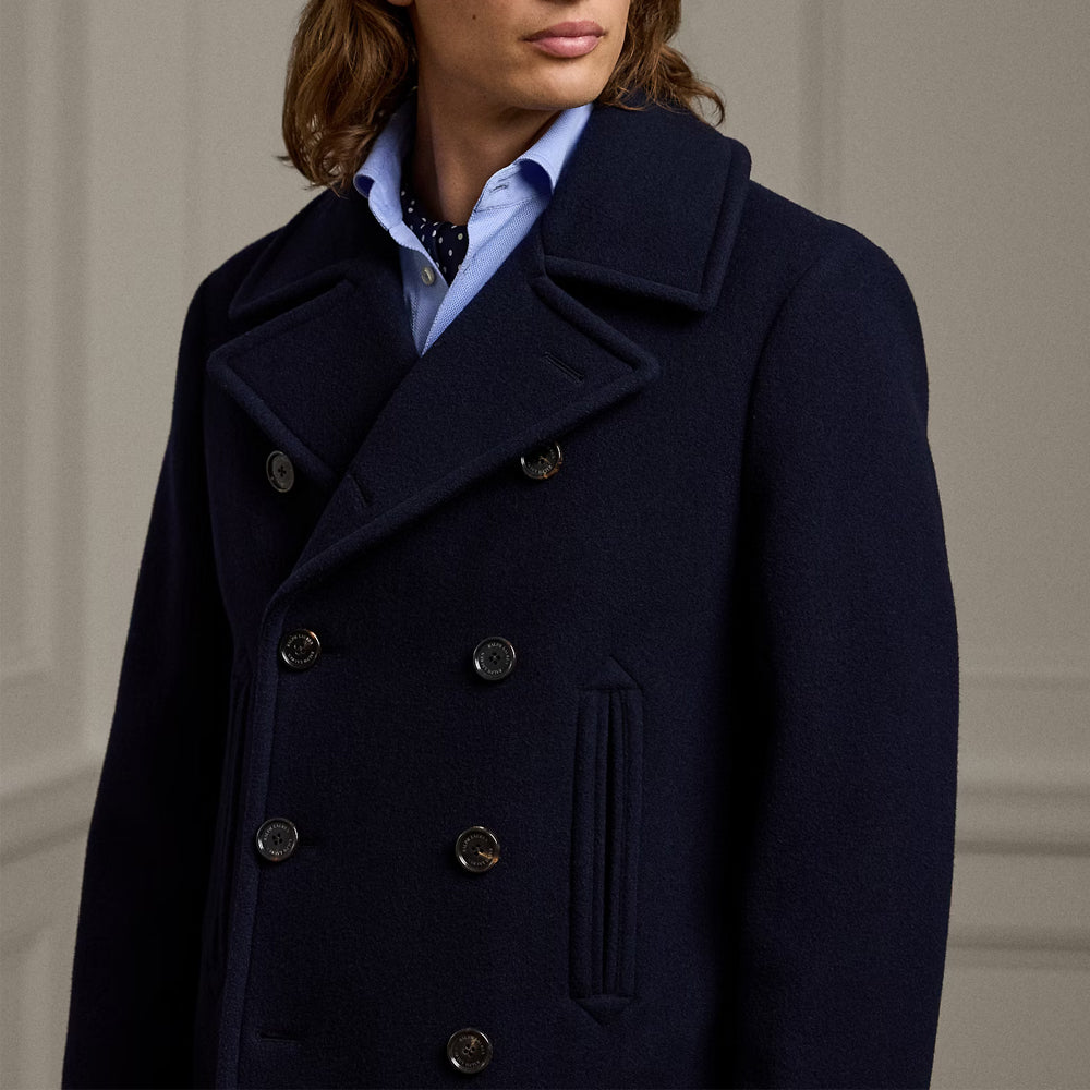 Double Breasted Premium Wool Blue Pea Coat