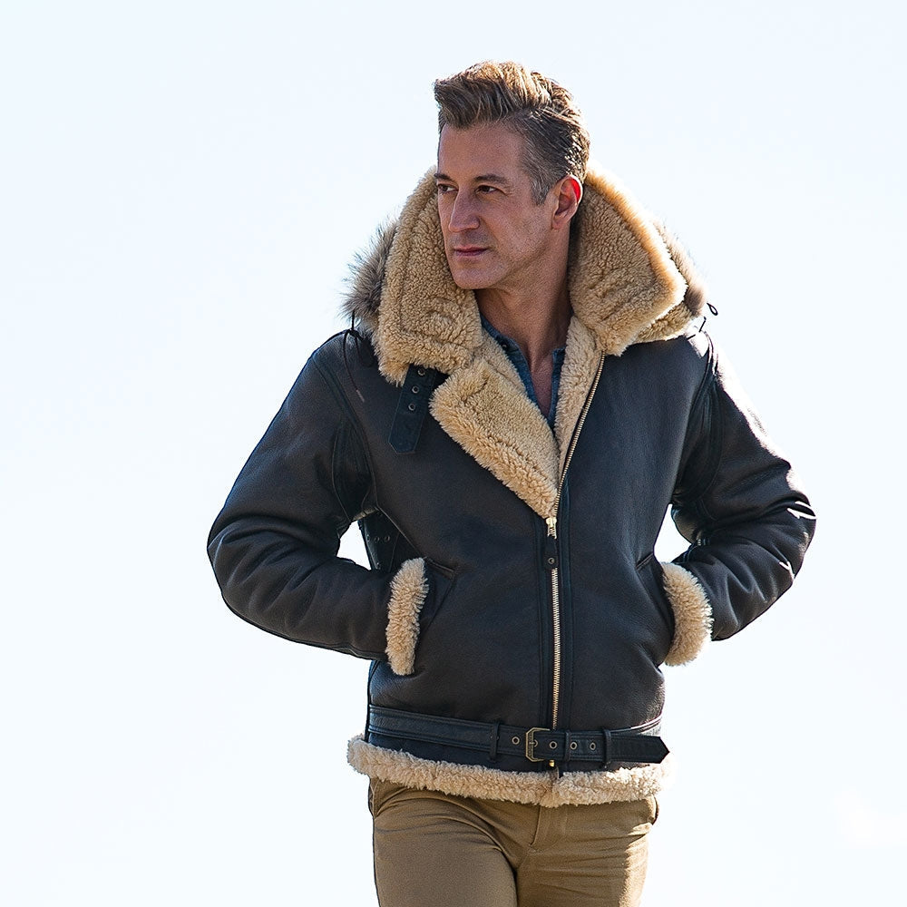 Men's Hooded B3 RAF Aviator Sheepskin Jacket