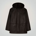 Men's Hooded Brown Long Sheepskin Coat
