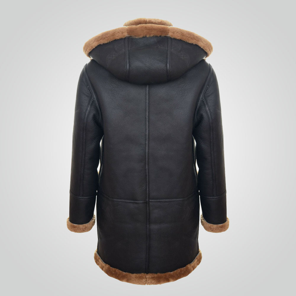 WWII B3 Sheepskin Aviator Hooded Duffle Overcoat