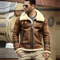 New Men's Flight Style Shearling Jacket Fur Coat - bombersflight