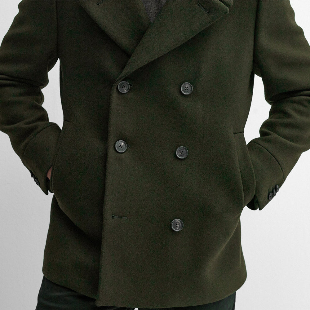 Green Men's Royal Navy Wool Peacoat
