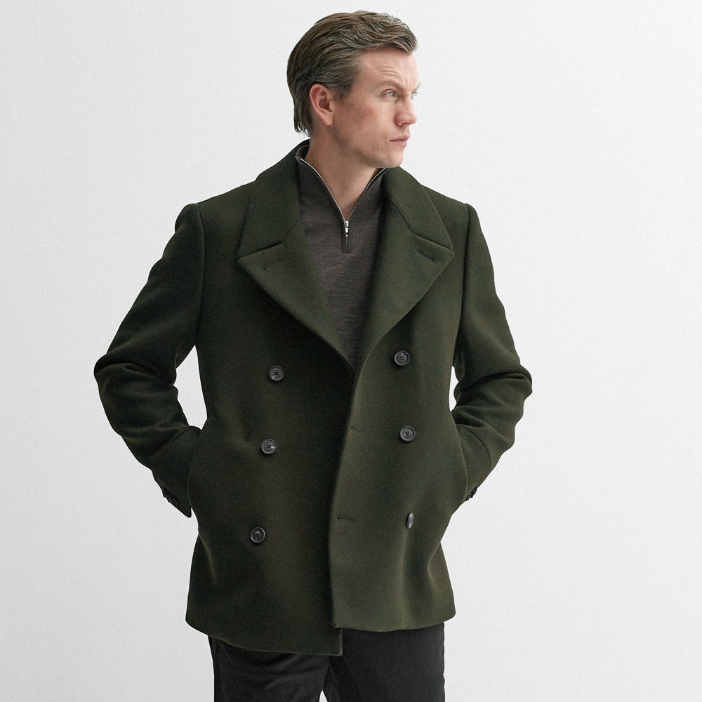 Olive Green Royal Navy Wool Peacoat