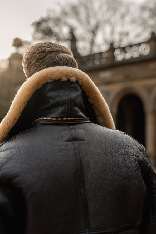 Men's Shearling Jacket New RAF Style Sheepskin Leather Jacket - bombersflight